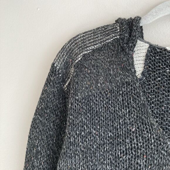 Burning Torch Anthropologie Gray Open Knit Hooded Sweater Size XS Boho Hippie - Picture 3 of 11